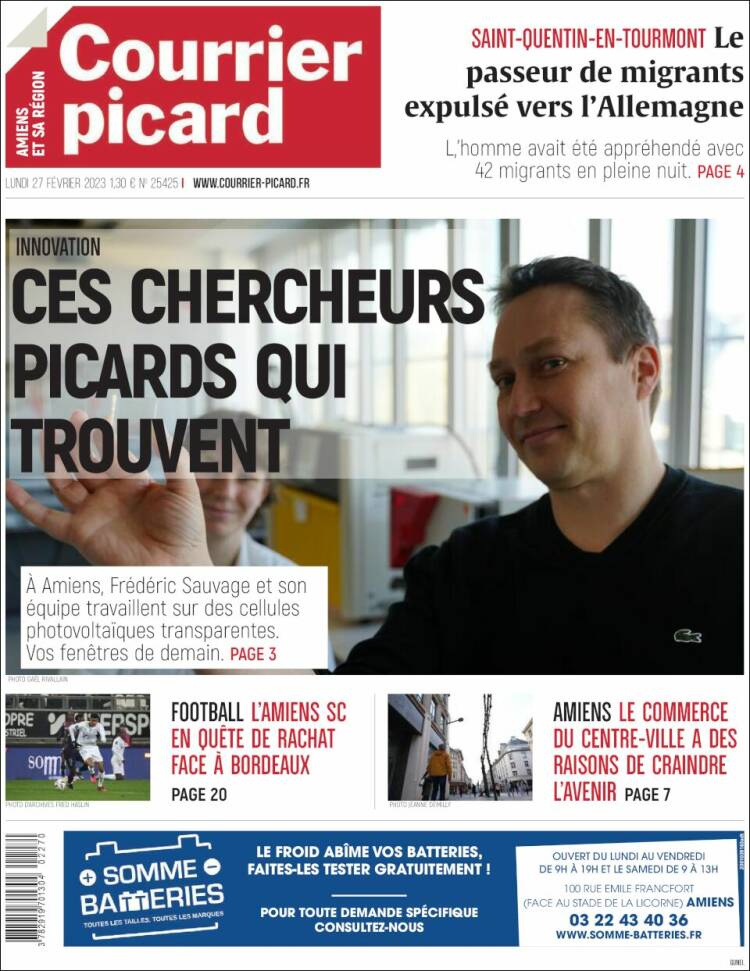 Portada de Courrier Picard (Francia)