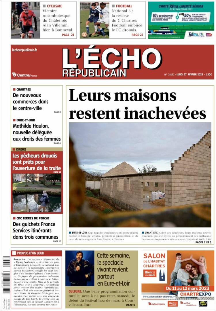 Portada de L'Echo Républicain (Francia)