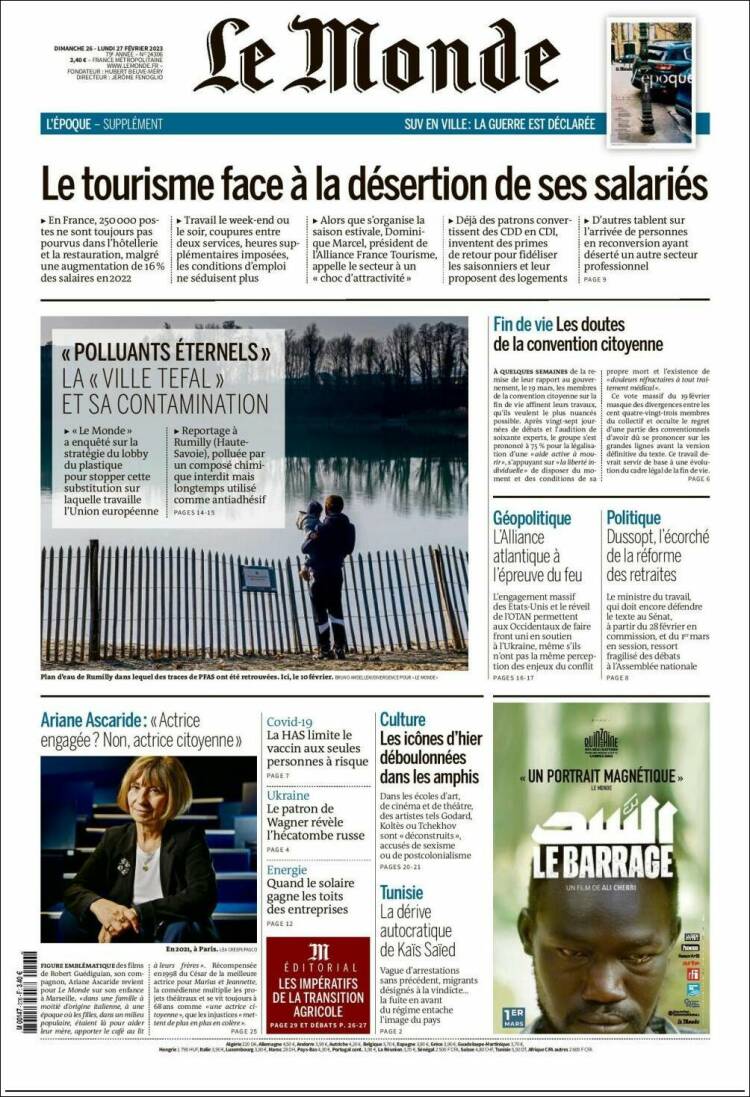 Portada de Le Monde (Francia)