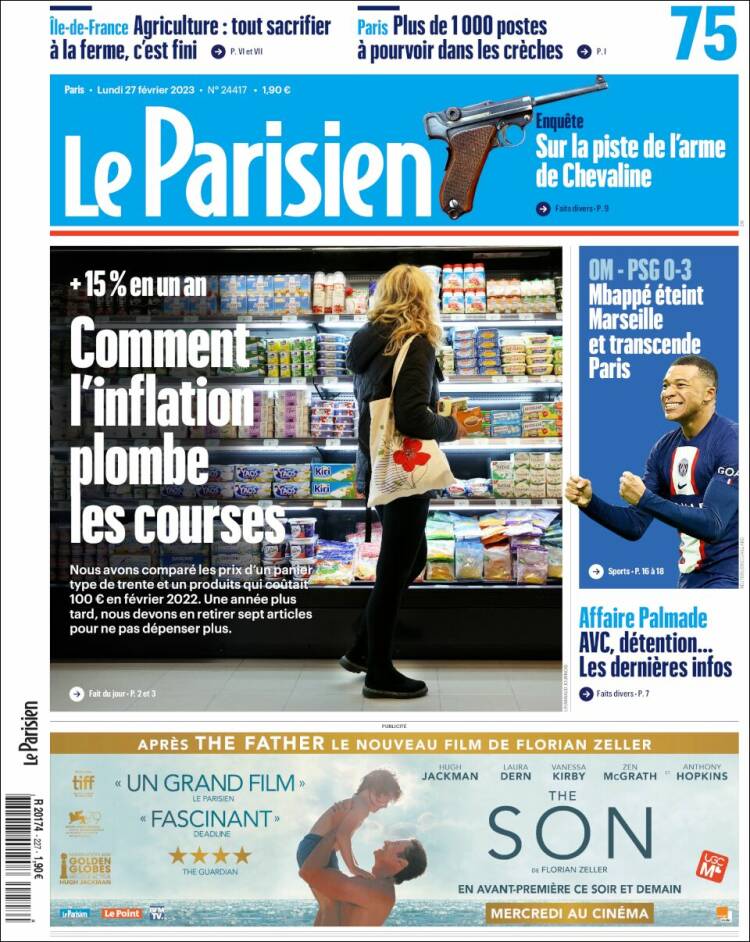 Portada de Le Parisien (Francia)