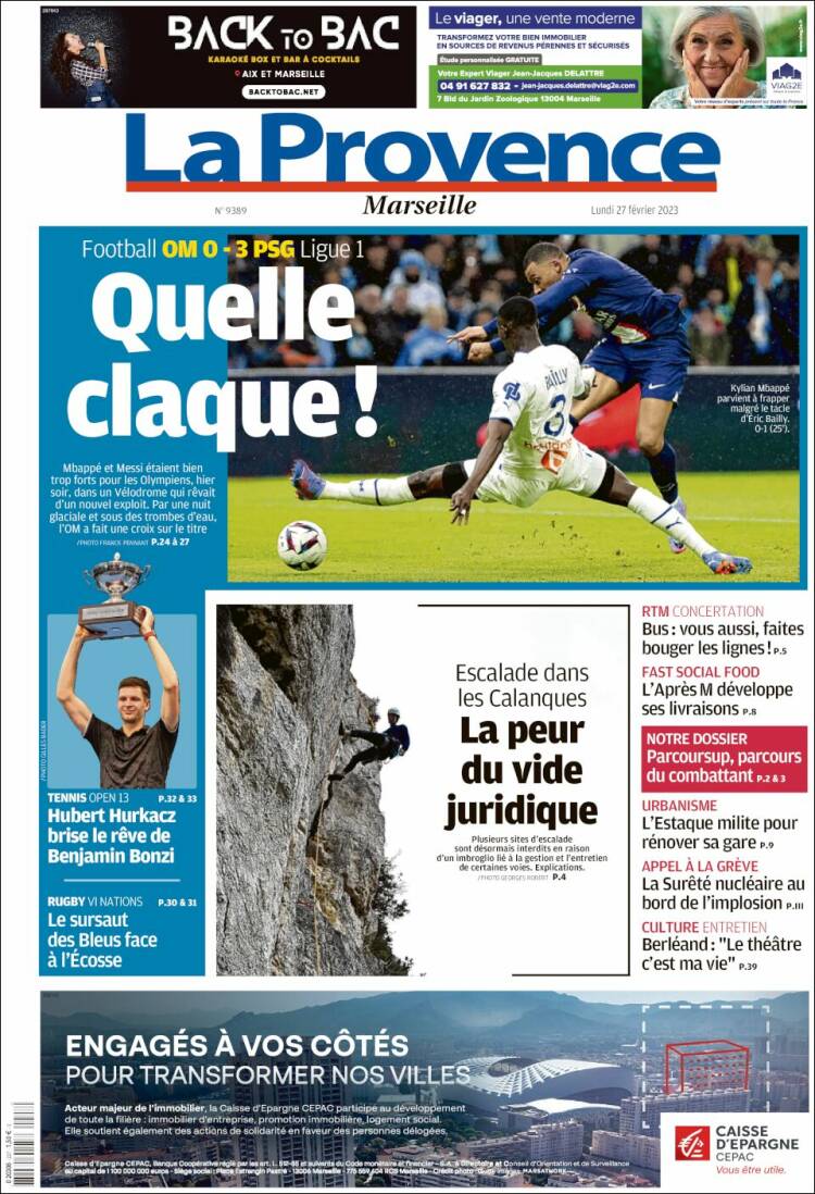 Portada de La Provence (Francia)