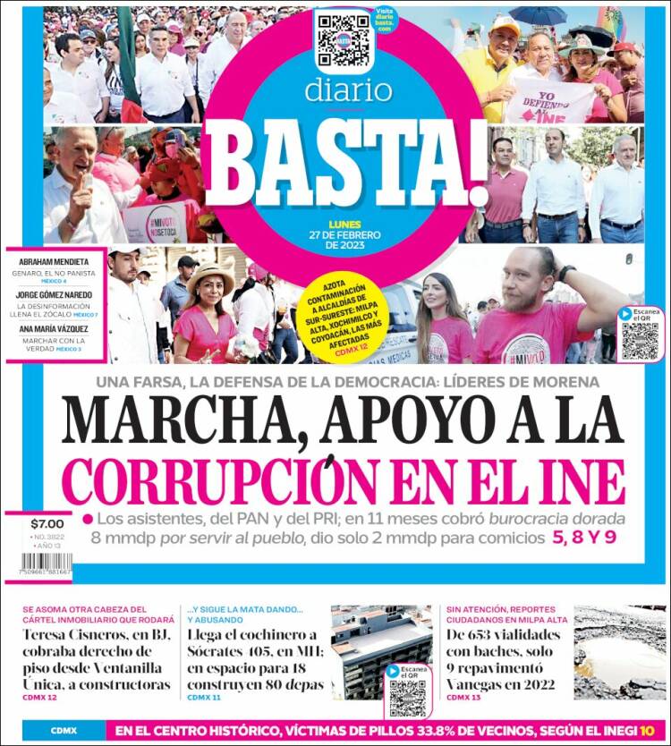 Portada de Diario Basta (México)