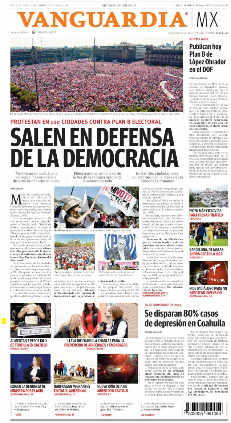 Portada de Vanguardia (México)