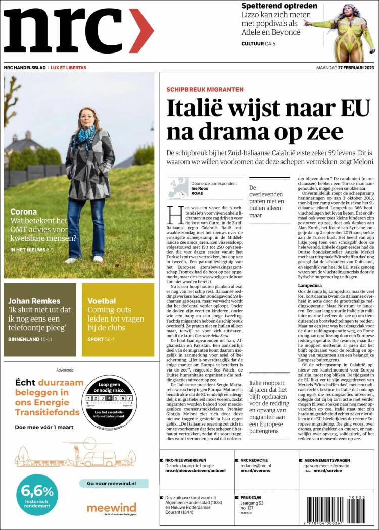 Portada de NRC Handelsblad (Pa&iacute;ses Bajos)