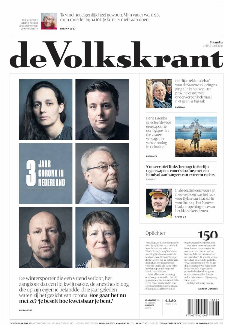 Portada de De Volkskrant (Pa&iacute;ses Bajos)
