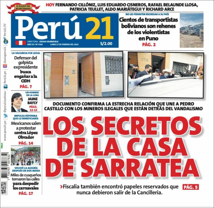 Portada de Perú 21 (Per&uacute;)