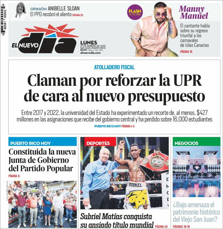 Portada de El Nuevo Día (Puerto Rico)
