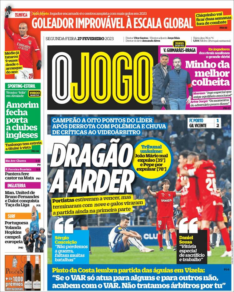 Portada de O Jogo (Portugal)