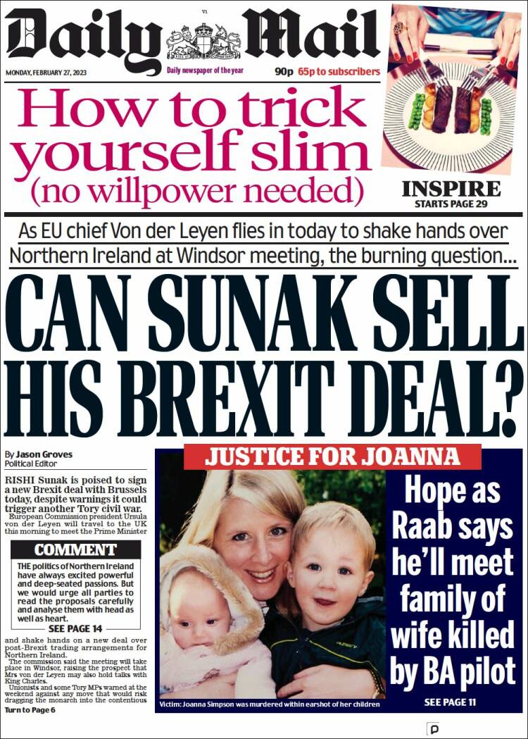 Portada de Daily Mail (Reino Unido)