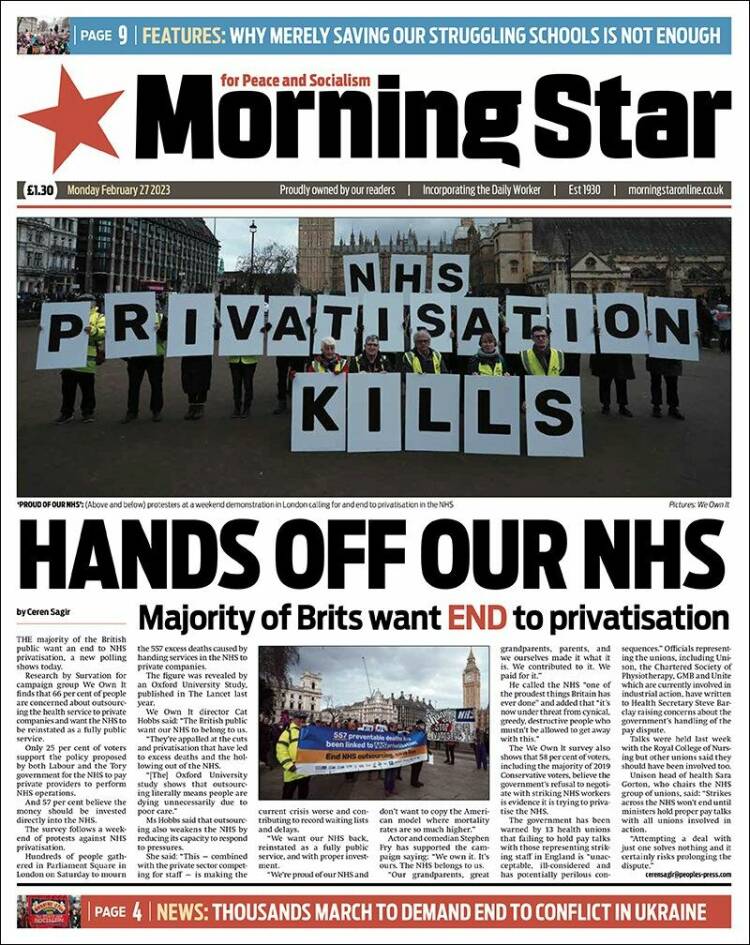 Portada de Morning Star (Reino Unido)