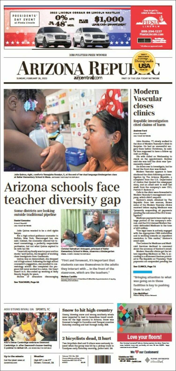 Portada de Arizona Republic News (USA)