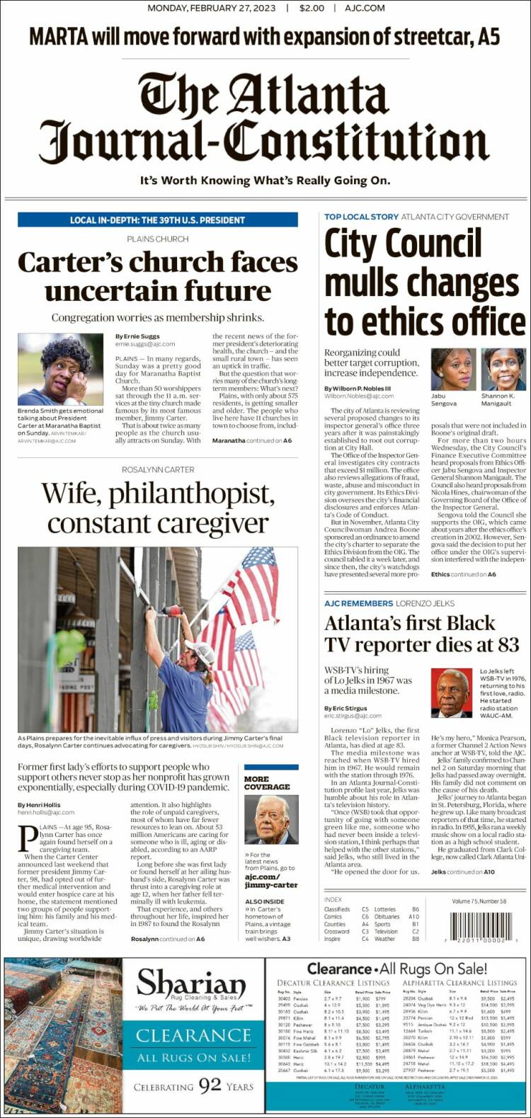 Portada de The Atlanta Journal-Constitution (USA)