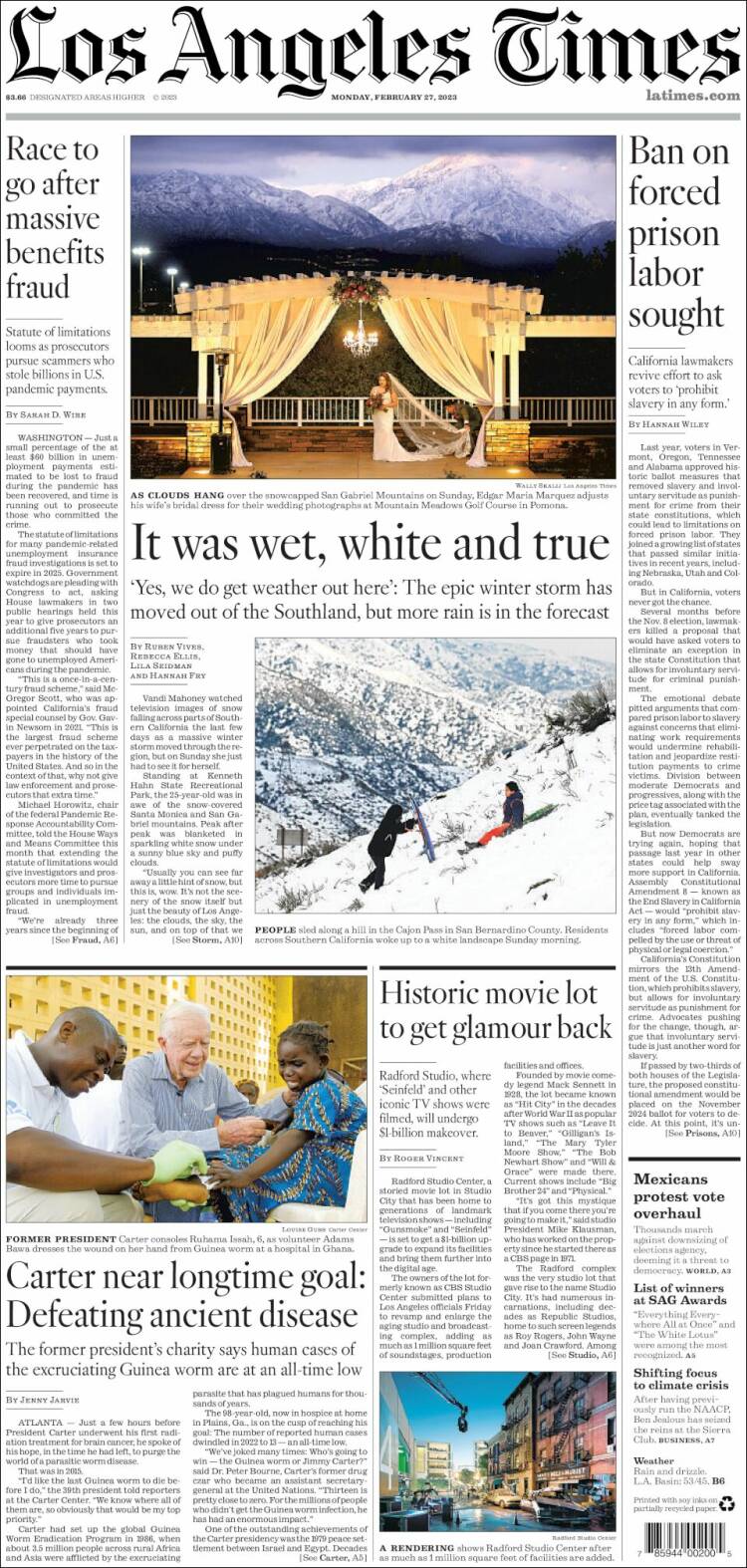 Portada de Los Angeles Times (USA)