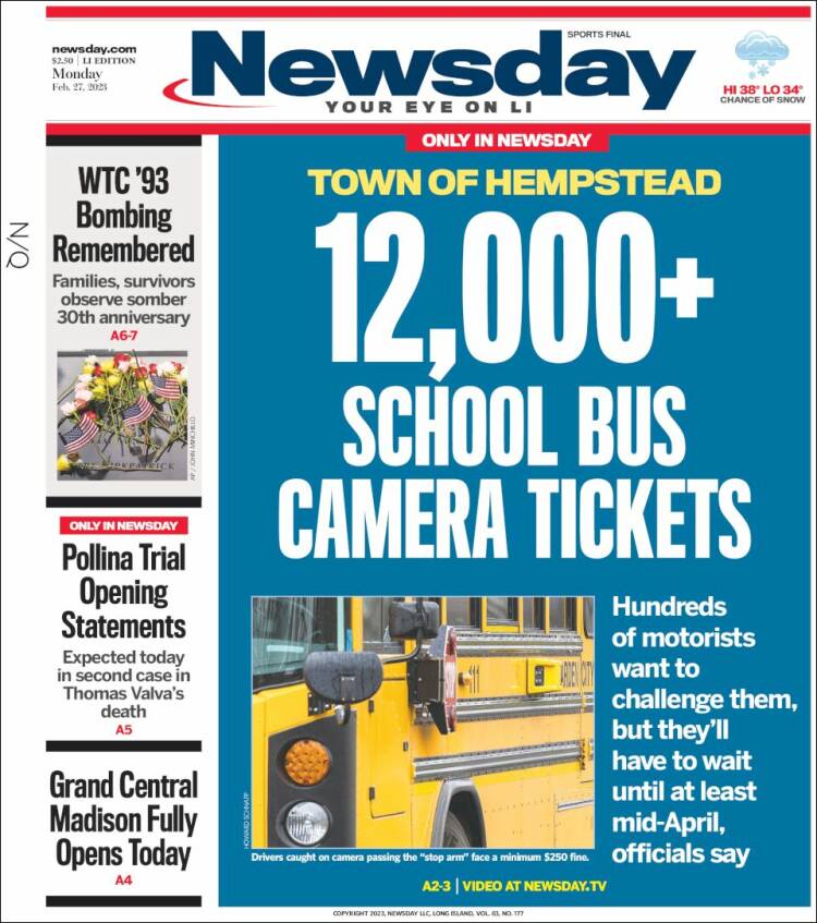 Portada de Newsday (USA)