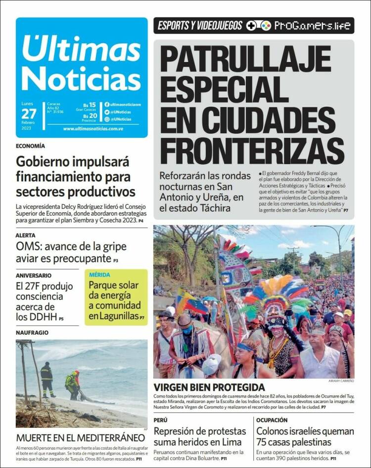 Portada de Últimas Noticias (Venezuela)