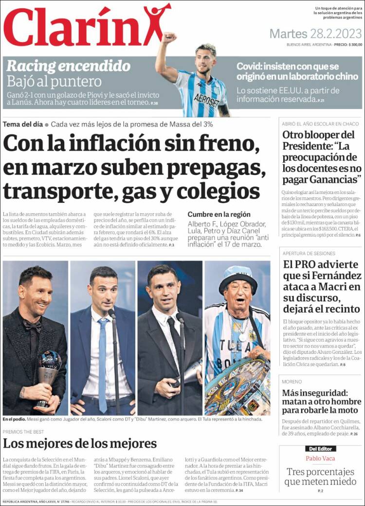 Portada de Clarín (Argentina)