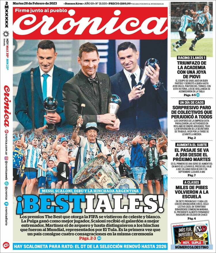 Portada de Crónica (Argentina)