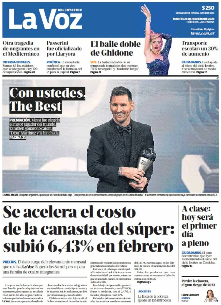 Portada de La Voz del Interior (Argentina)