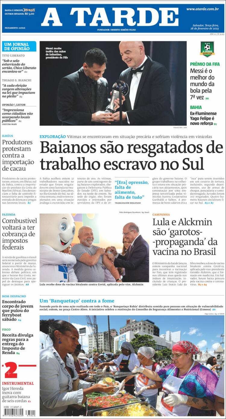 Portada de Diário A Tarde (Brasil)