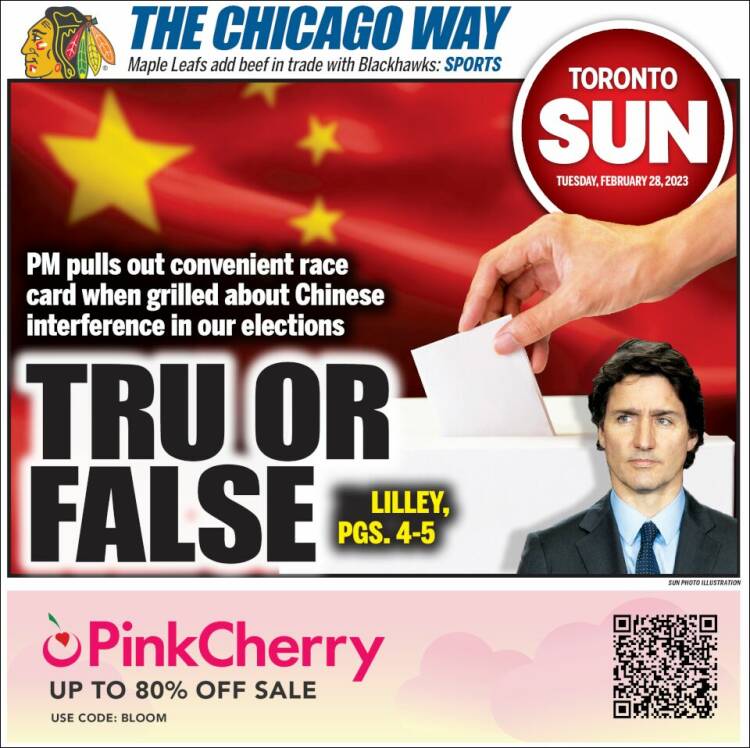 Portada de The Toronto Sun (Canadá)