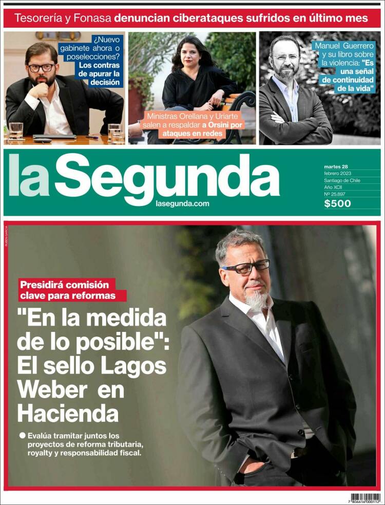 Portada de La Segunda (Chile)