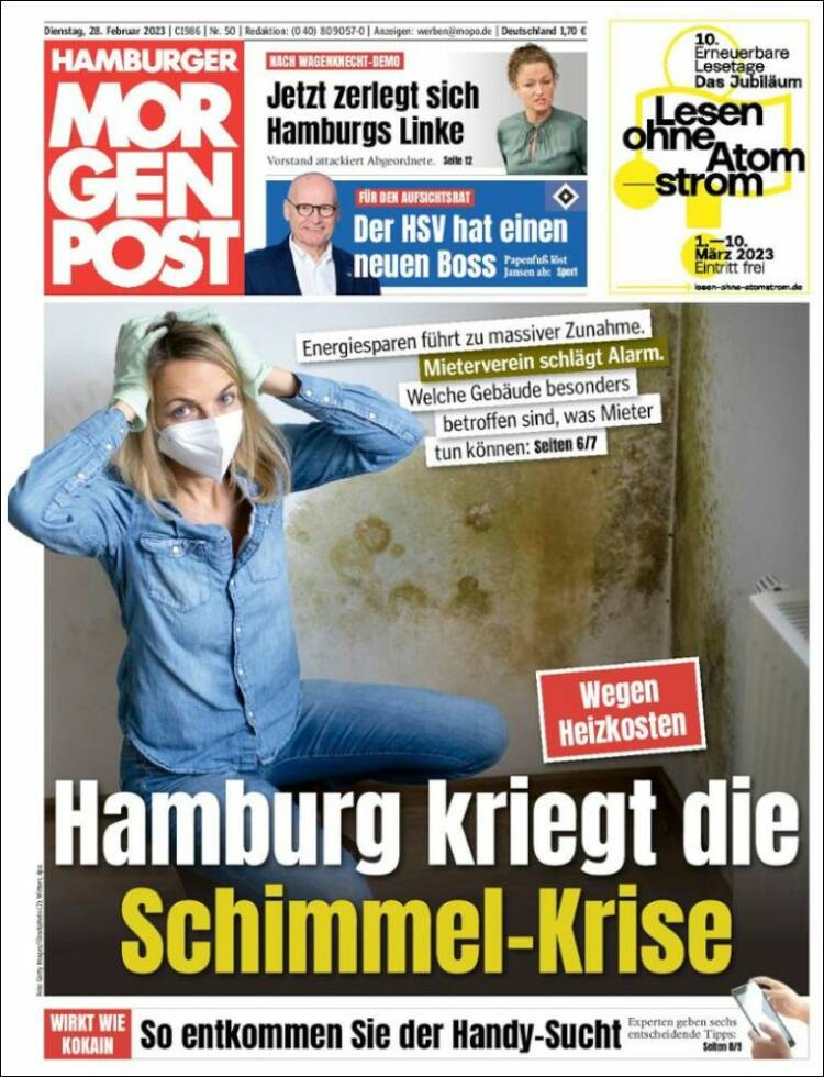 Portada de Hamburger Morgenpost  (Alemania)