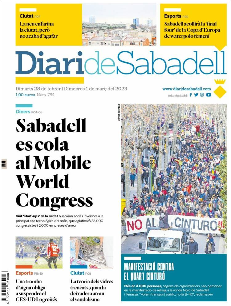Portada de Diari de Sabadell (España)