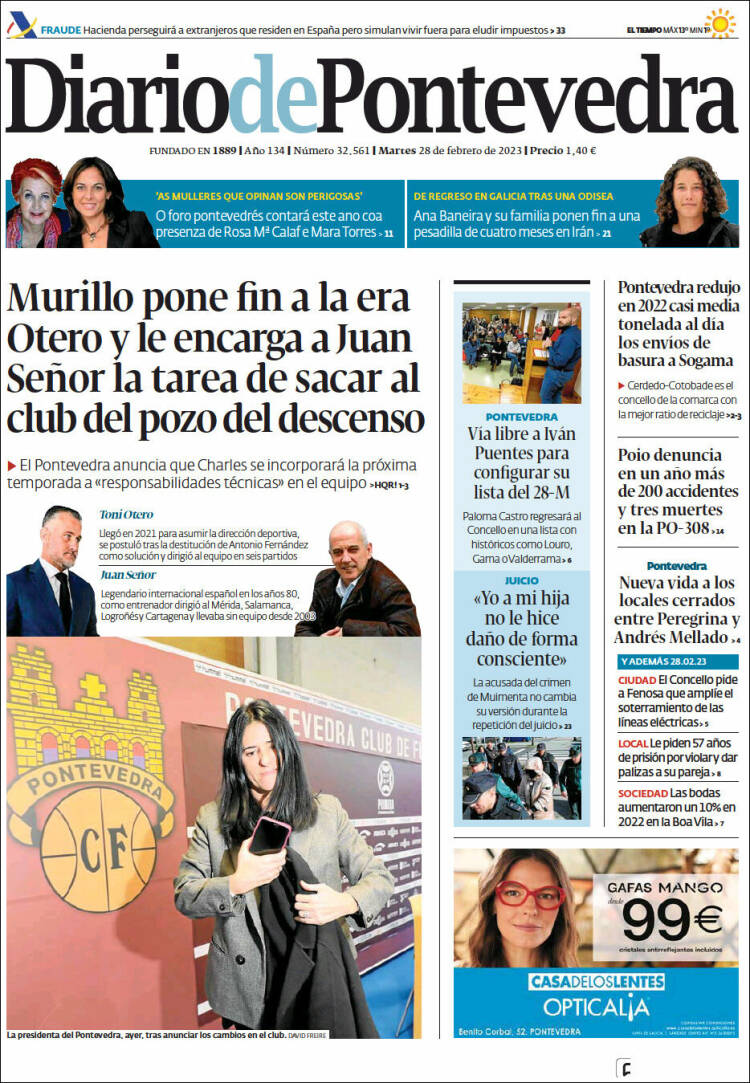 Portada de Diario de Pontevedra (España)