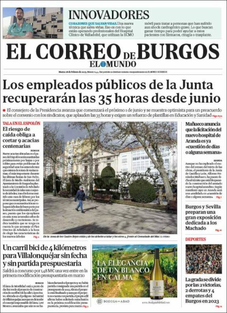 Portada de El Correo de Burgos (España)