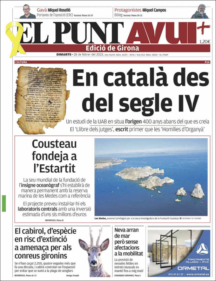 Portada de El Punt Avui - Girona (España)