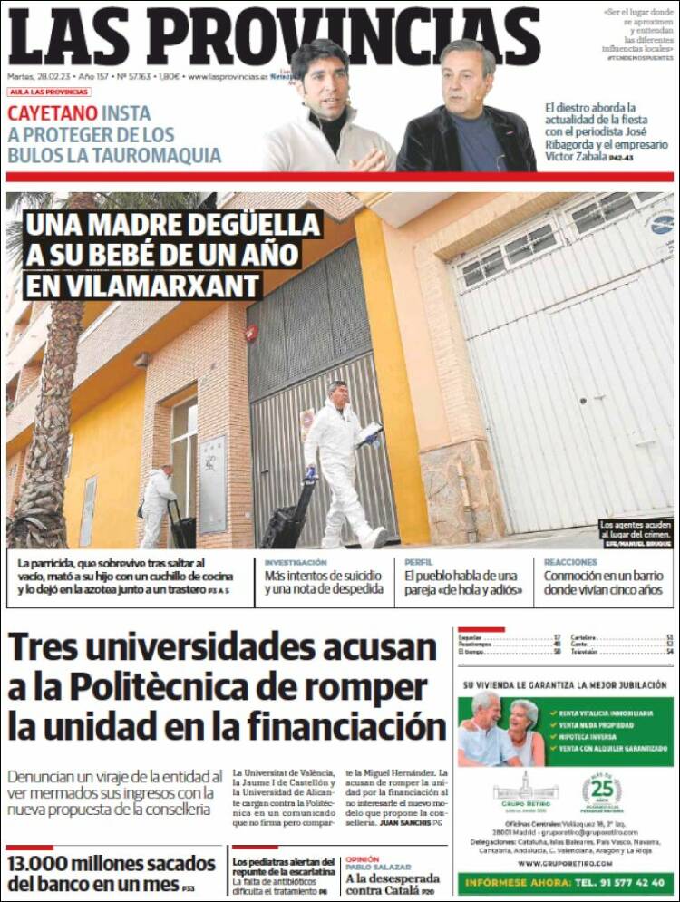 Portada de Las Provincias (España)