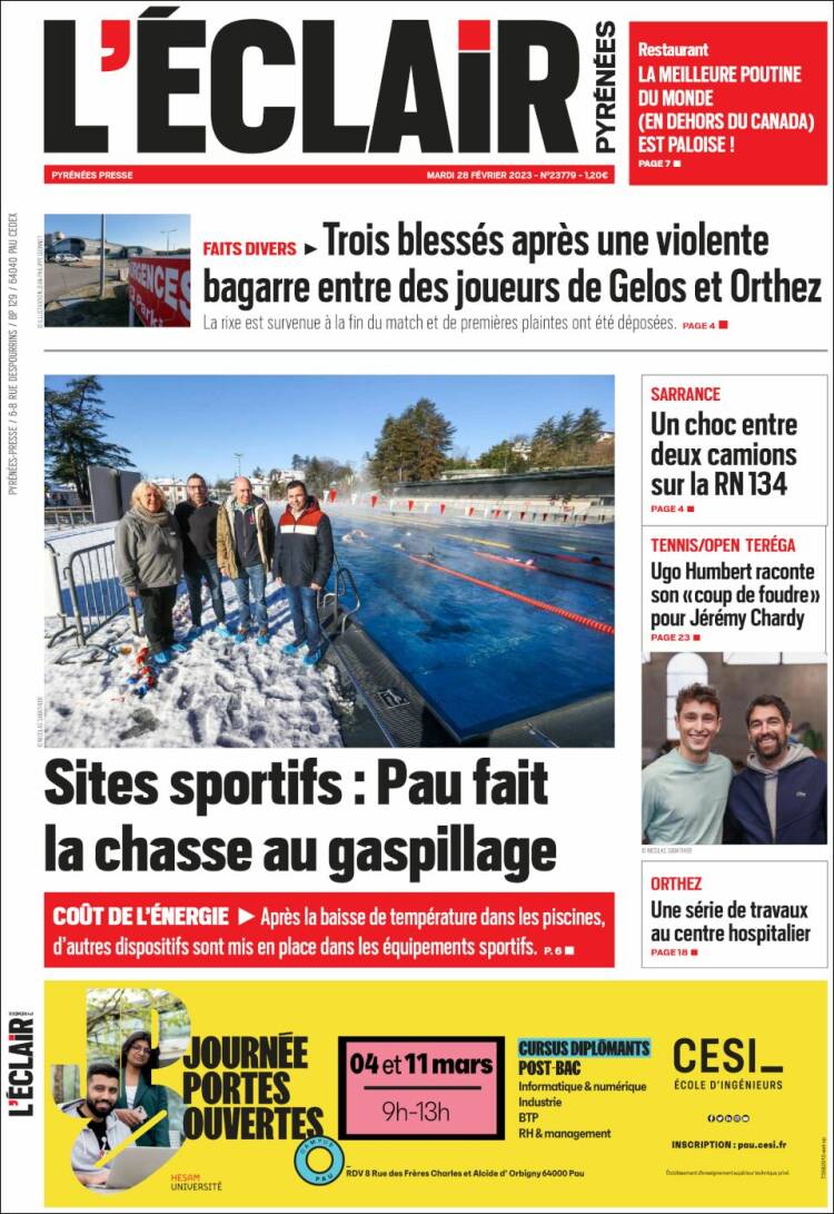 Portada de L'Eclair des Pyrénées (France)