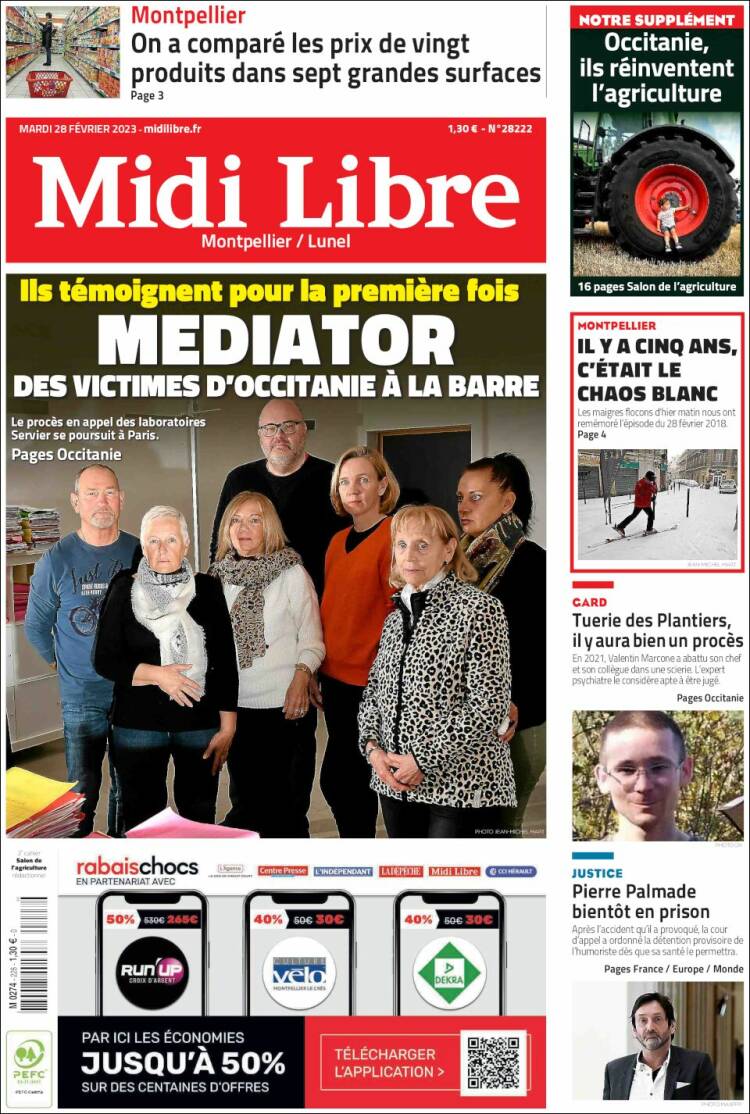 Portada de Midi Libre (Francia)