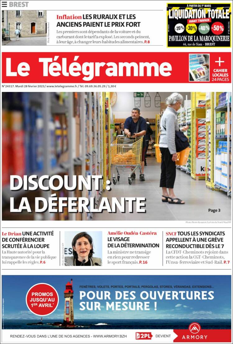 Portada de Télégramme (Francia)