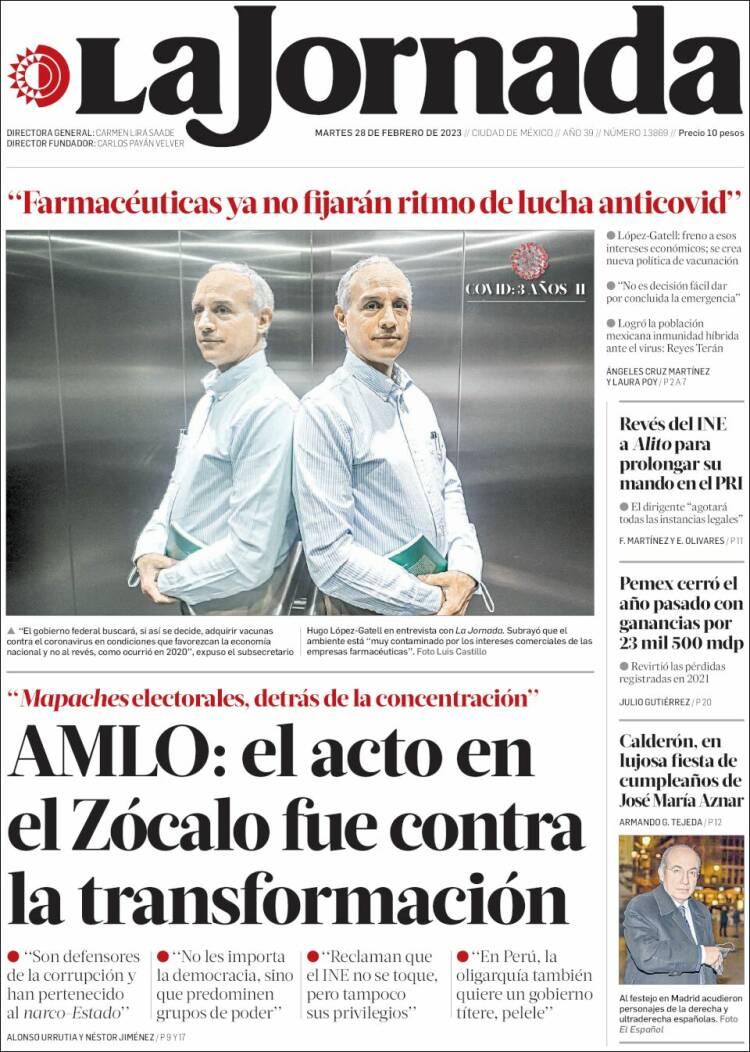 Portada de La Jornada (M&eacute;xico)