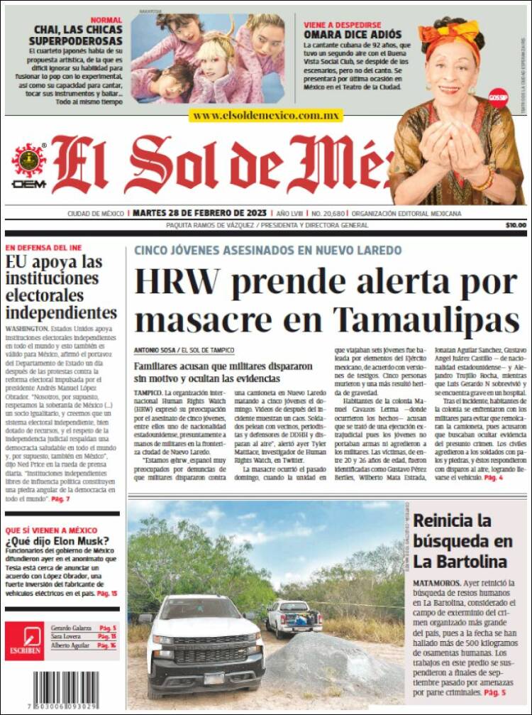 Periódico El Sol de México (México). Periódicos de México. Edición de