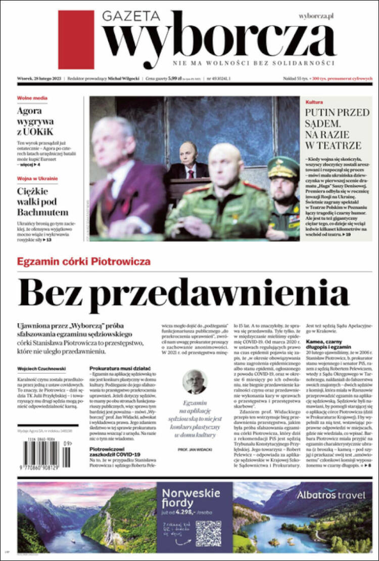 Portada de Gazeta Wyborcza (Polonia)