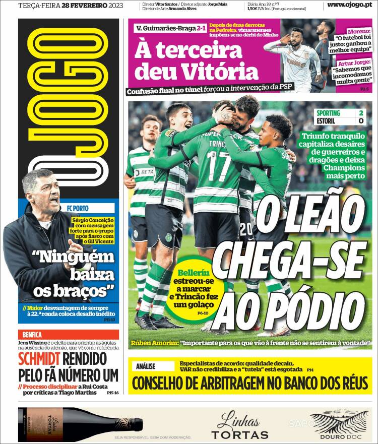 Portada de O Jogo (Portugal)