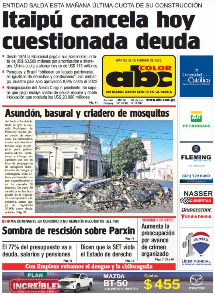 Portada de ABC Color (Paraguay)