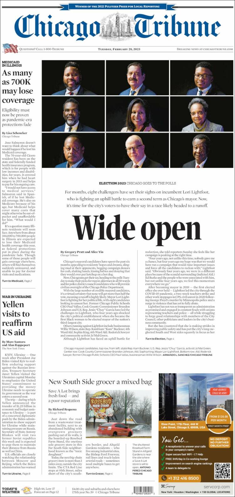 Portada de Chicago Tribune (USA)