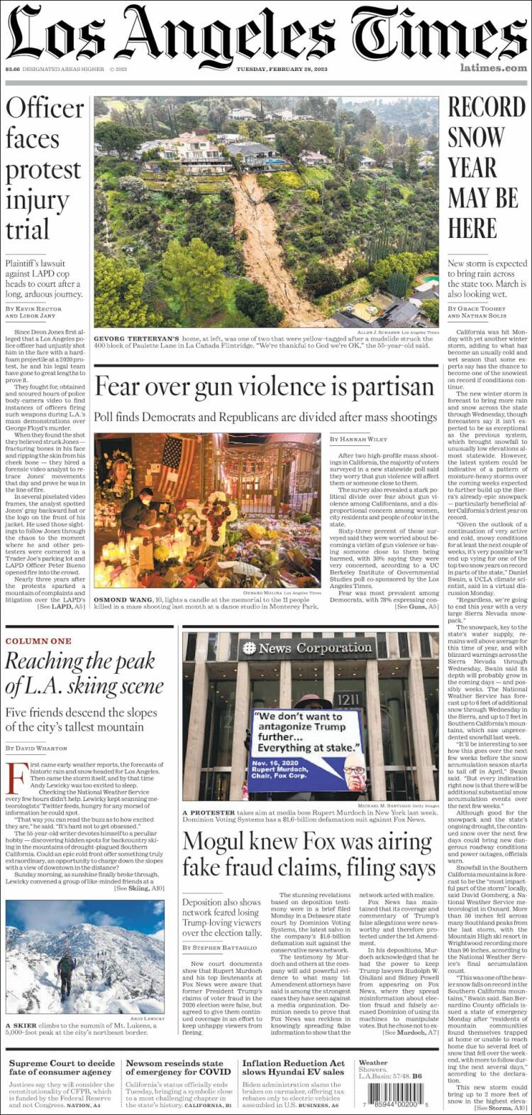 Portada de Los Angeles Times (USA)