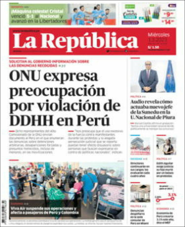 Portada de La Republica (Peru)