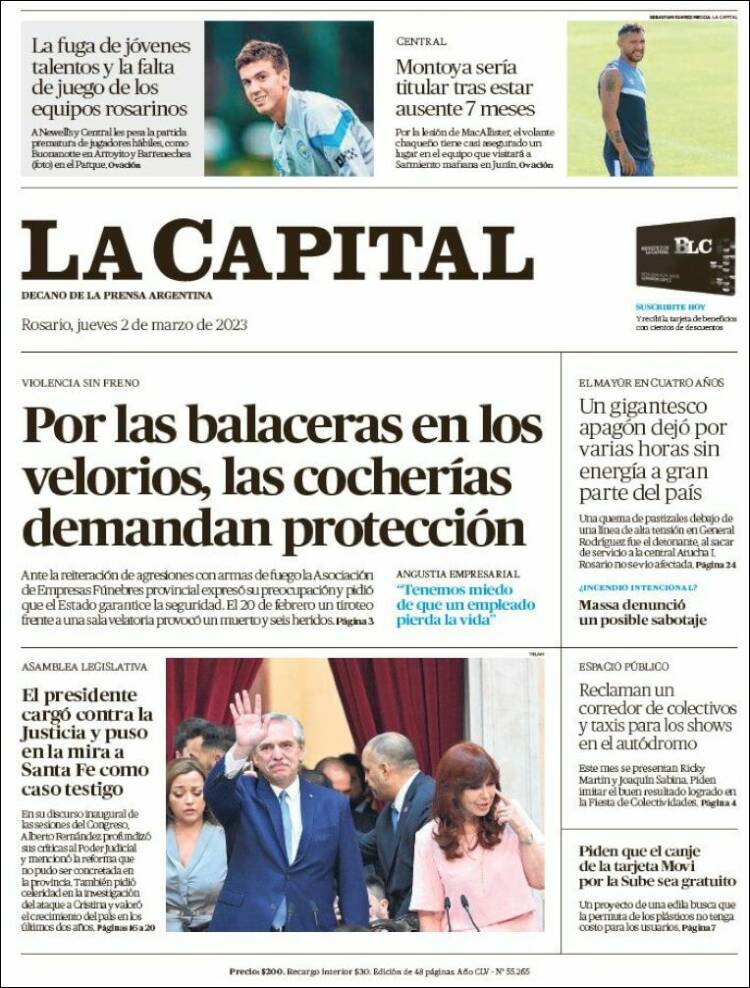Portada de La Capital - Rosario (Argentina)