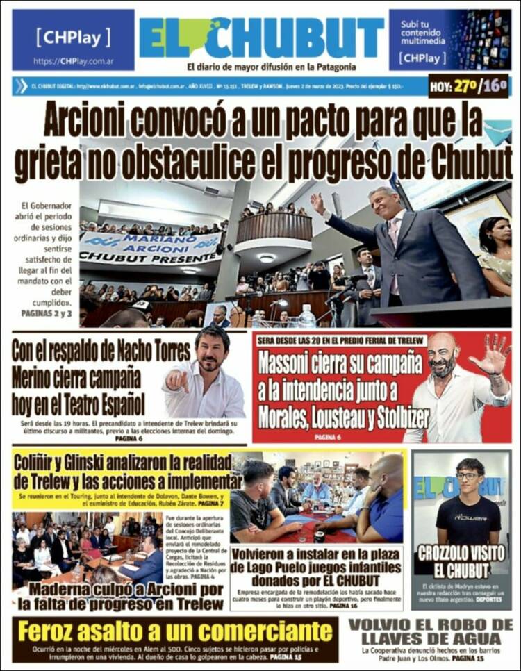 Portada de El Chubut (Argentina)