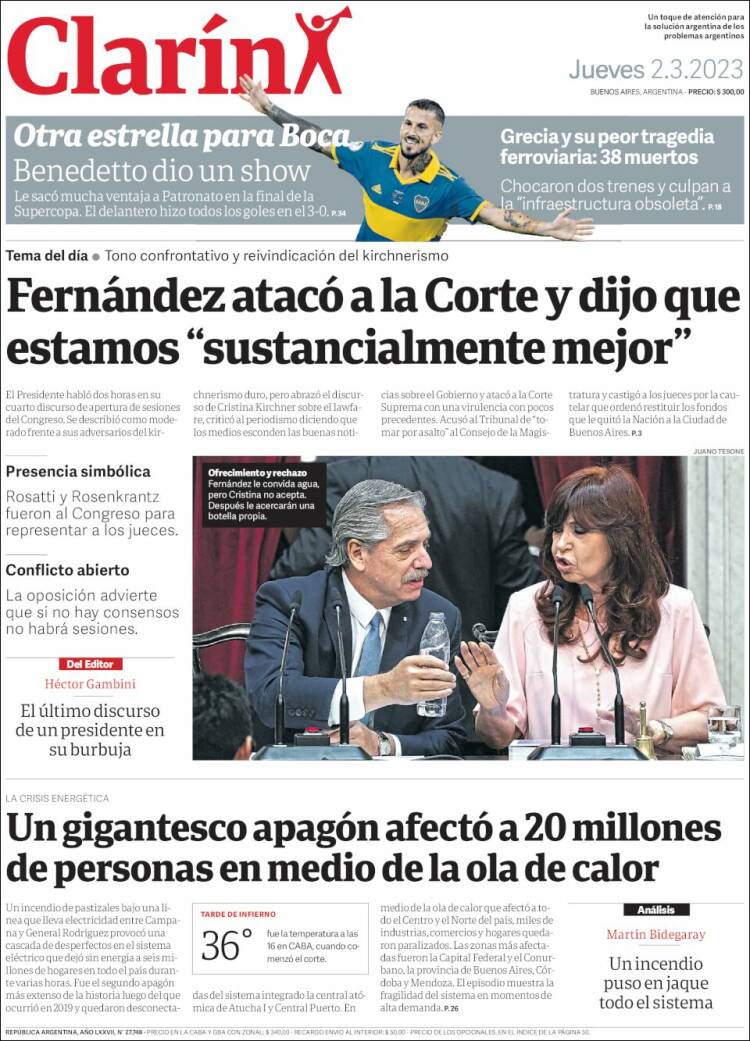 Portada de Clarín (Argentina)