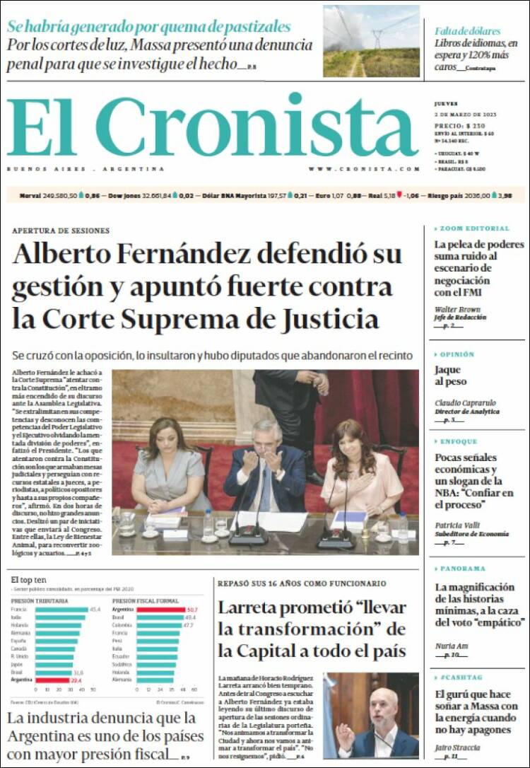 Portada de El Cronista Comercial (Argentina)