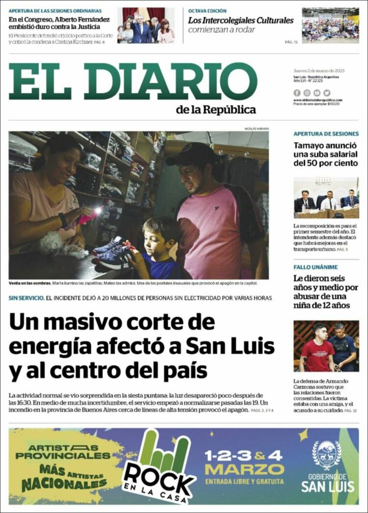 Portada de Diario de la República (Argentina)
