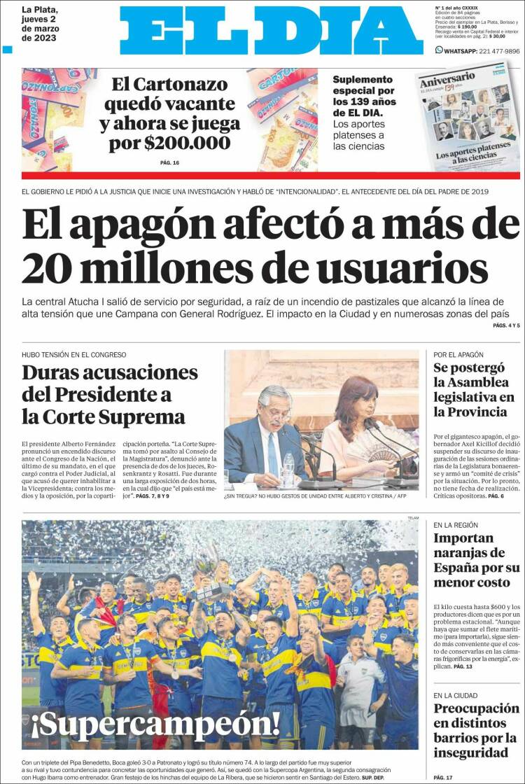 Portada de El Día de la Plata (Argentina)