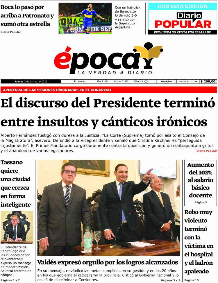 Portada de Diario Época (Argentina)