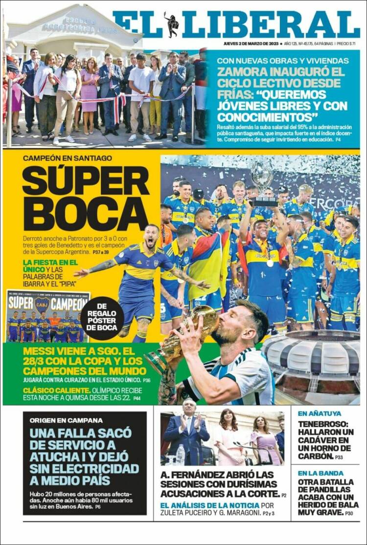 Portada de Diario El Liberal (Argentina)